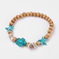 thumbnail image 2 of 5pc Round Wood Stretch Bracelets with Dyed Synthetic Turquoise and Spiral Shell Beads Tortoise and Starfish/Sea Stars 2-1/8 inch(5.3cm), 2 of 4