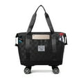thumbnail image 2 of Rolling Duffle Bag with Wheels Expandable Foldable Travel Duffel Bag Suitcases, Detachable Rolling Wheels, Gift for Gym Camping Business Trips Checkerboard Black, 2 of 11