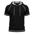 thumbnail image 7 of Uwinwear Men's Activewear T-Shirts Hooded Outdoor Short Sleeve Tops Summer Beach Casual Slim Fit Pullover Breathable Casual Wear,Black,XXXL, 7 of 7