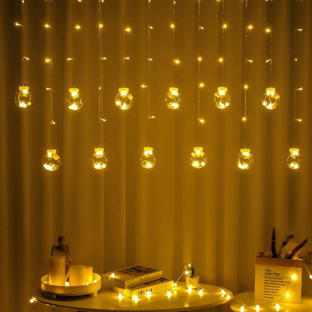 Cortina de luces LED con forma de bola de los deseos, cadena de luces decorativas con forma de estrella para habitación de dormitorio, diseño de ambiente multiescena