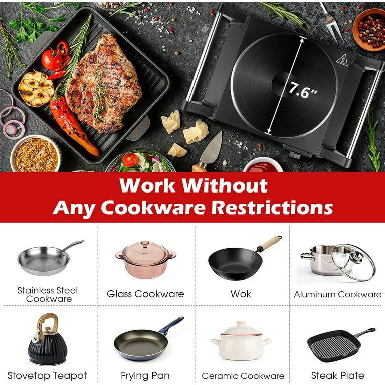 Hot Plate, Techwood Electric Stove for Cooking, 1500W Countertop Single  Burner with Adjustable Temperature & Dual Handles, 7.5” Cooktop for
