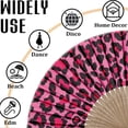 thumbnail image 5 of 1pc Hand Fan Pink Leopard Foldable 23cm 9inch with Bamboo Rib and Durable Fabric, 5 of 8