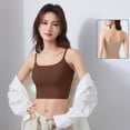 thumbnail image 4 of Xijirk Women Square Neck Thin Strap Camisole Integrated Chest Pad Short Cut Length for Outdoor Group Activities Friend Social Moments Daily Casual Outfits,Brown,L, 4 of 7