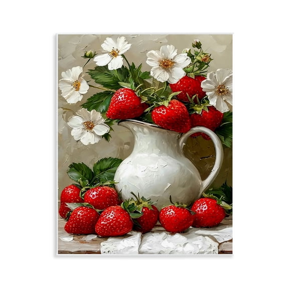 Painterly Strawberries Still Life Wall Plaque Art, design by Lettered and Lined