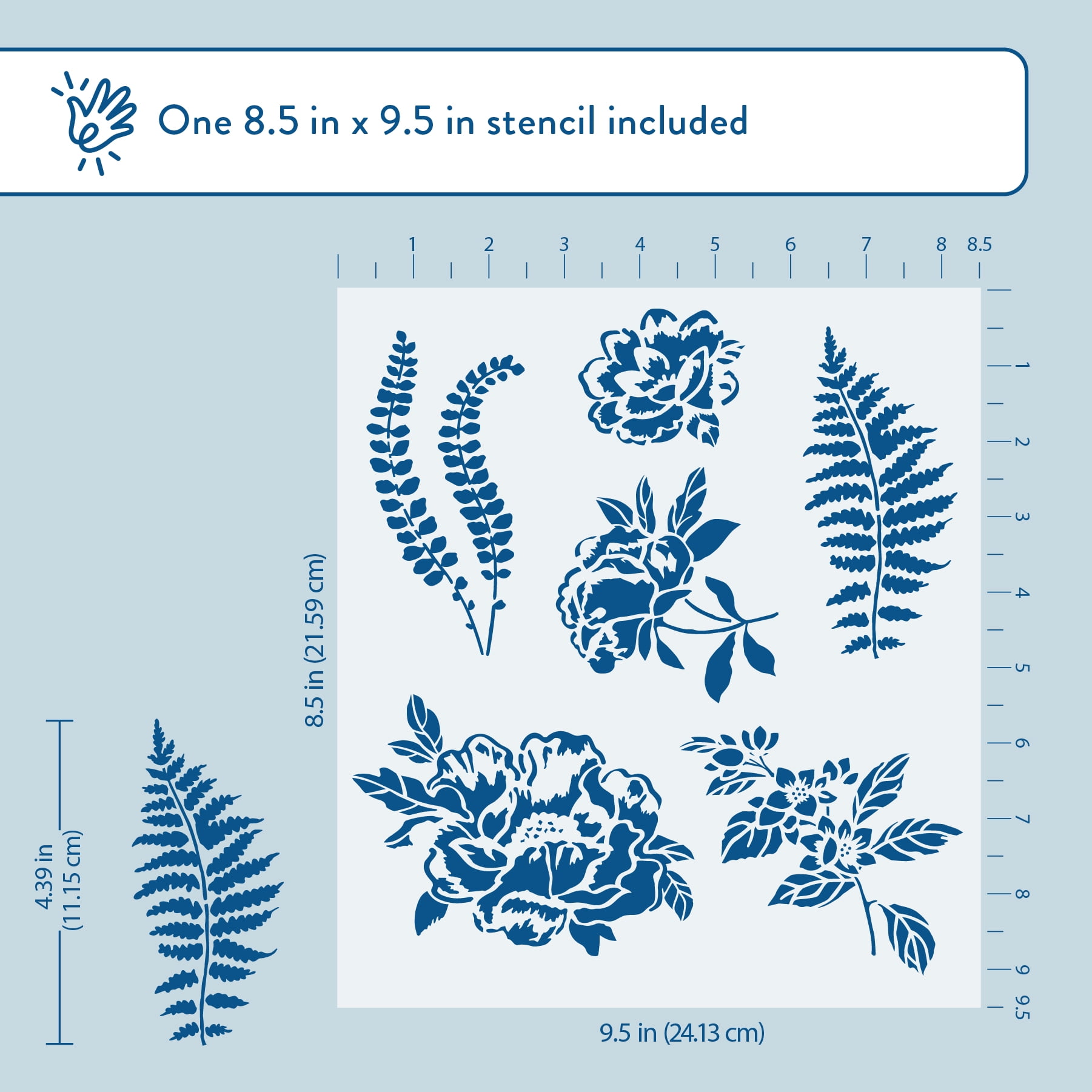 Hello Hobby Stencil Set, 8.5" x 9.5", 1 Piece, Floral & Fern