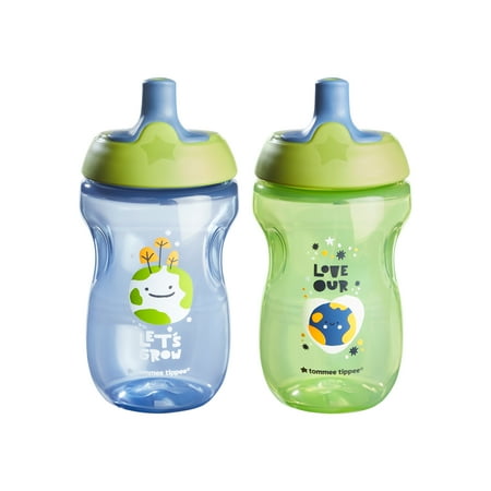 Tommee Tippee Sporty Soft Spout Toddler Sippy Cups | 10oz, 12 months+, 2 pack | Spill-Proof