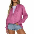 thumbnail image 5 of Kixjoy Zip Up Sweaters for Women Long Sleeve Fashion Plus Size Hoodie Winter Lightweight Hooded Sweatshirts Casual Basic Loose Fit Pullover Sweaters for Women with Pockets, Hot Pink XXL, 5 of 6