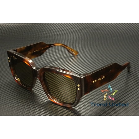 GUCCI GG1261S 002 Rectangular Squared Acetate Havana Brown 54 mm Mens Sunglasses