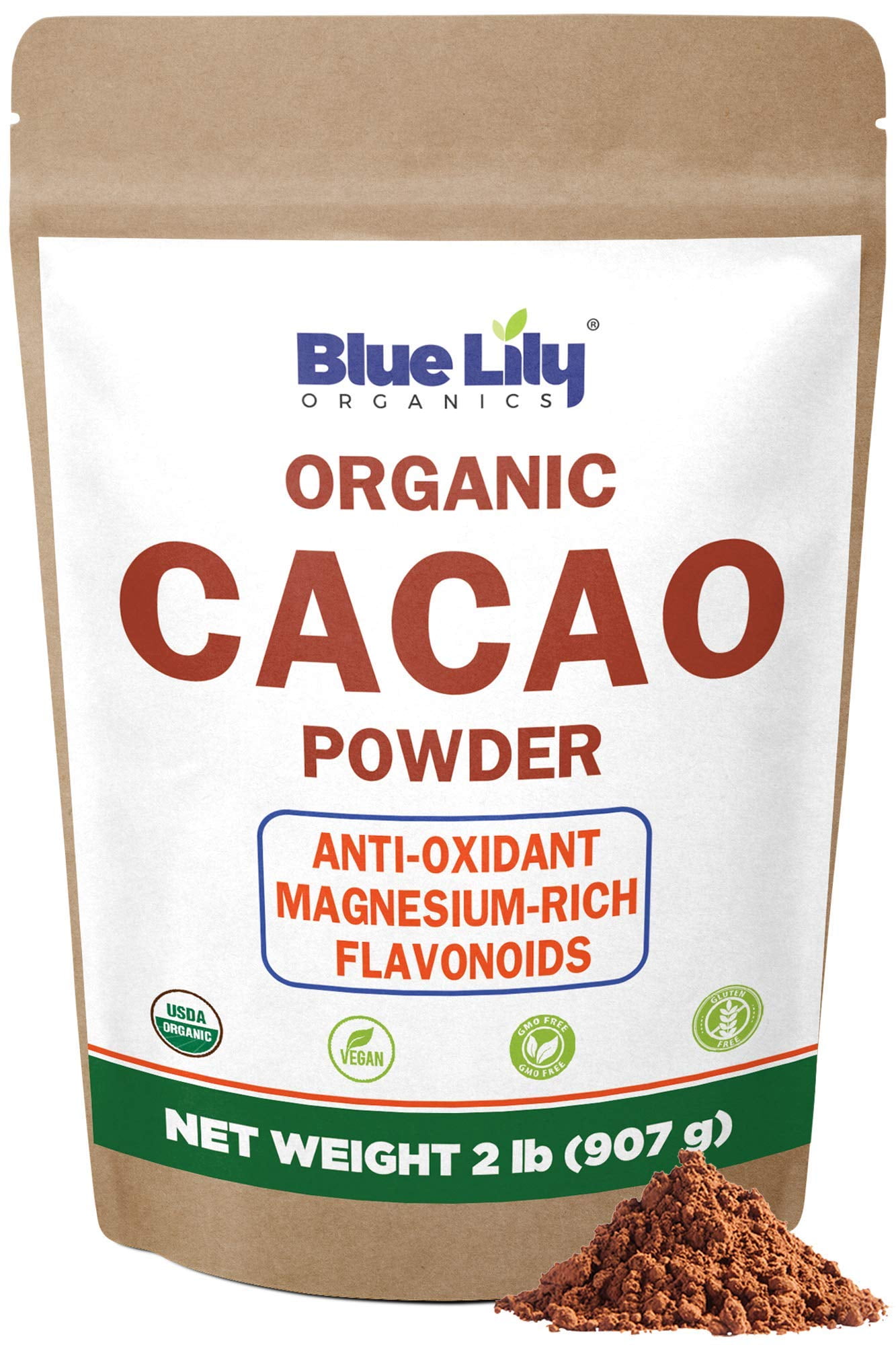 Blue Lily Organics Cacao Powder (2 lb) Cocoa Chocolate Substitute