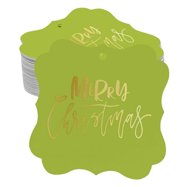 Inkdotpot Pack Of 50 Real Gold Foil Bracket Shape Paper Tags Merry Christmas Favor Hang Tags
