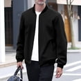 thumbnail image 5 of Havenx Bomber Jacket for Men Full Zip Baseball Collar Long Sleeve Baseball Jackets with Pockets Solid Color Bomber Coat Breathable Lightweight Casual Fall Winter Clothes,Black XL, 5 of 5