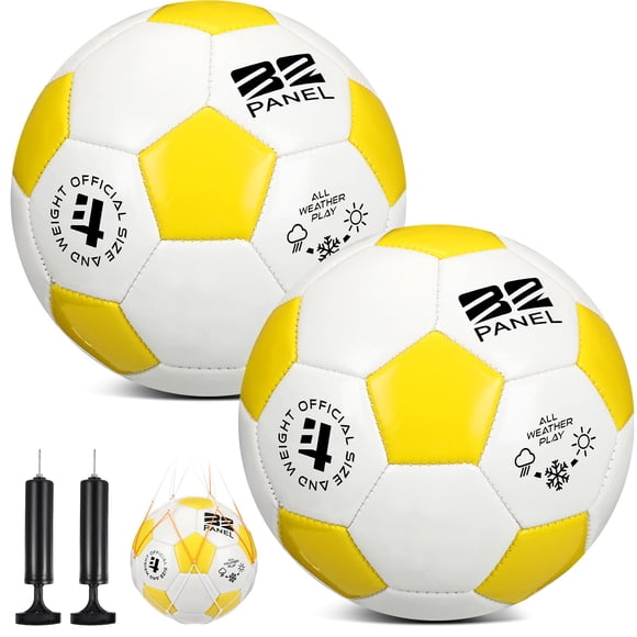 Balones de fútbol Sappy, tamaño 3, color amarillo y blanco con bomba, 2 unidades