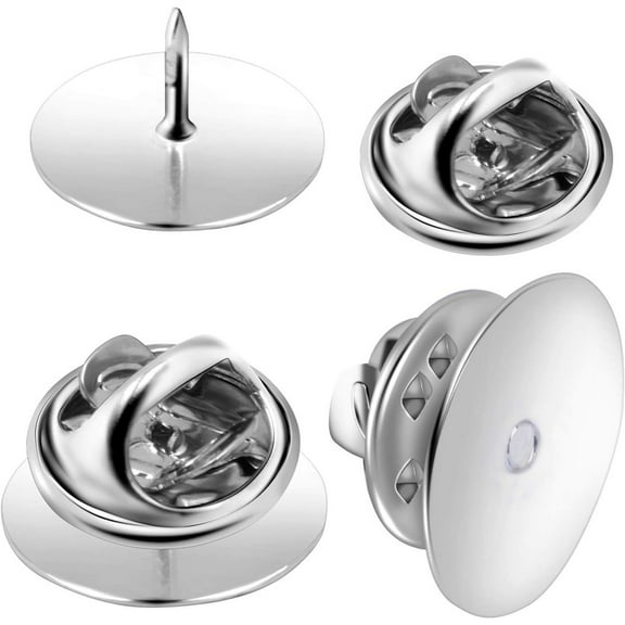 50 Pairs 15mm Tie Tacks Blank Pins with Butterfly Pin Clutch Backs for for Lapel Pins, Service Bars and Jewelry (Silver)