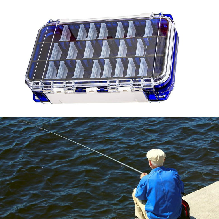 Waterproof Fishing Tackle Box Double Sided 18Cmx11Cmx4.5cm Portable Durable  Fishing Set Holder Container for Fly Fishing Hook Accessories Blue
