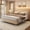 Natural Wood, variant on SIBEDS Queen LED Bed Frame with Faux Leather Upholstered Modern Wingback Headboard,Solid Wood and Metal Support, Oak Brown