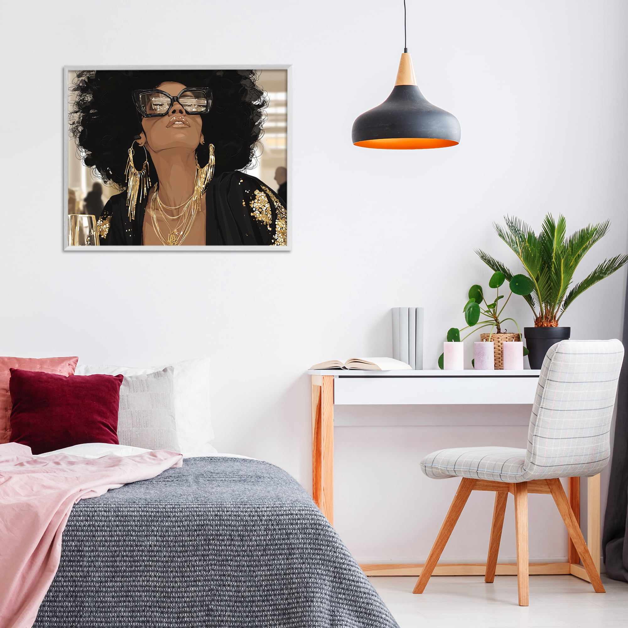 Stupell Industries Full Of Confidence Beautiful Woman White Framed Giclee Art, design by Franklyn Gregory