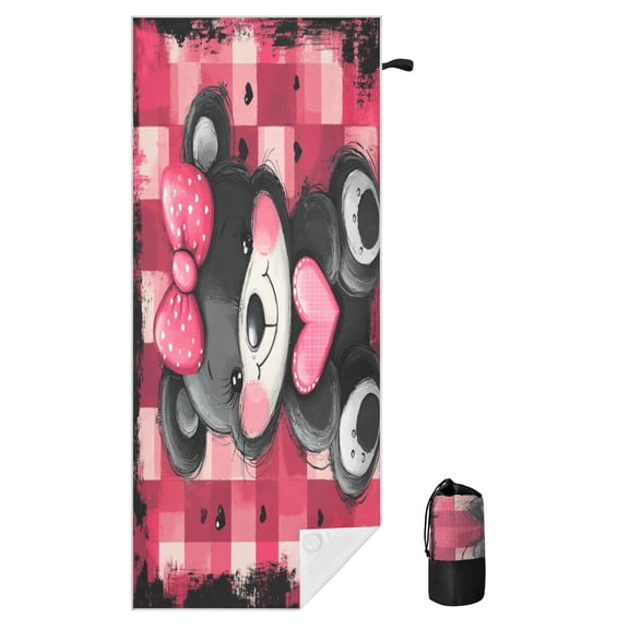 BZSMCE Soft Playful Plush Bear For Beach Towel with Wind-Resistant Magnetic Corners And Mesh Carry Bag
