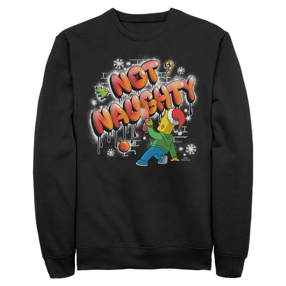 Mens The Simpsons Not Naughty Wall Drawing Bart Sweatshirt