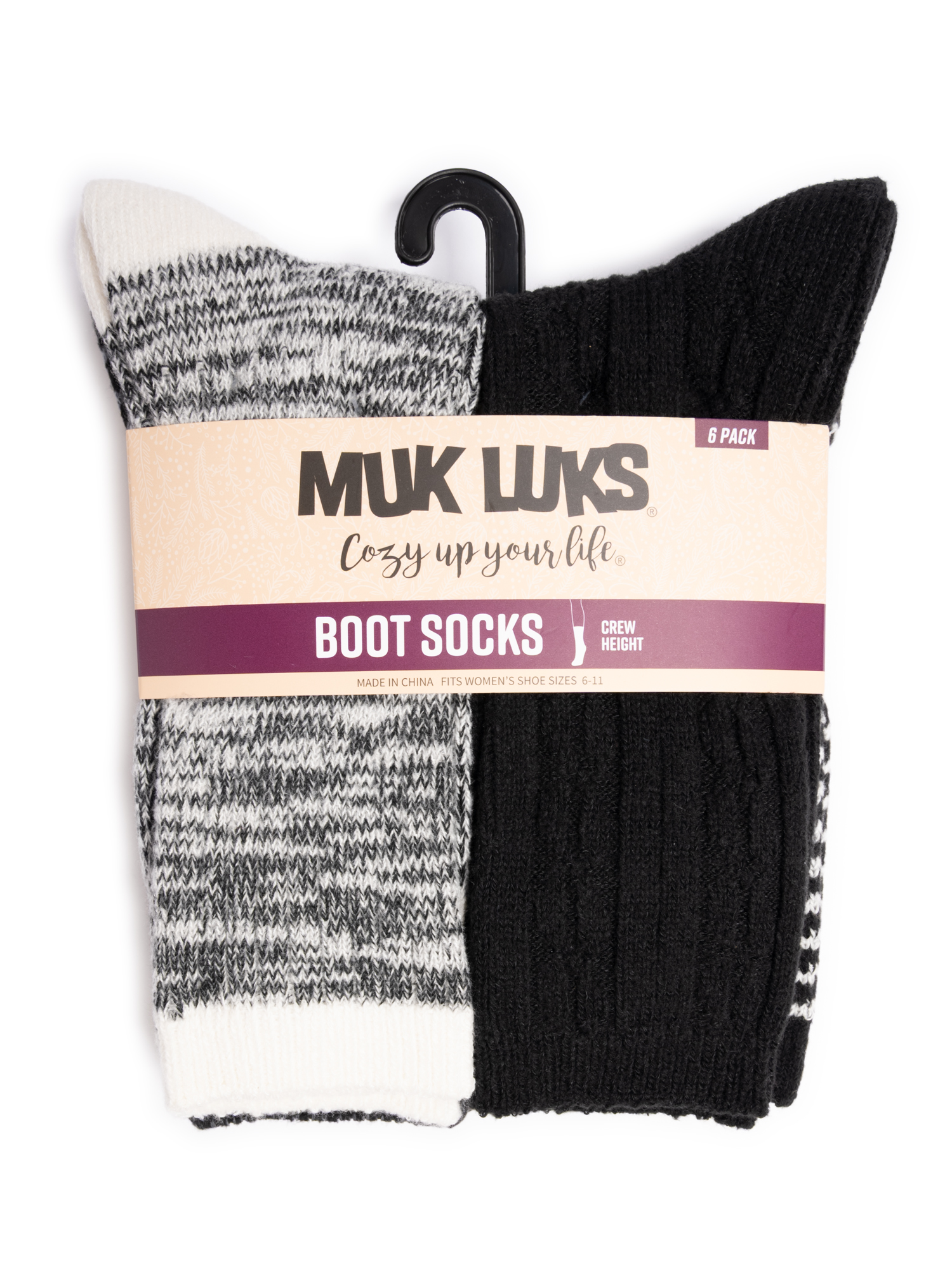 MUK LUKS Women's Fluffy Dream Crew Socks, 6-Pack photo 2
