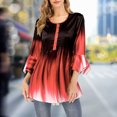 thumbnail image 4 of T-Shirt Dégradé de Couleur pour Femmes Blouse Décontractée à Boutons Col Rond Manches à Volants Blouse Ample, 4 of 9