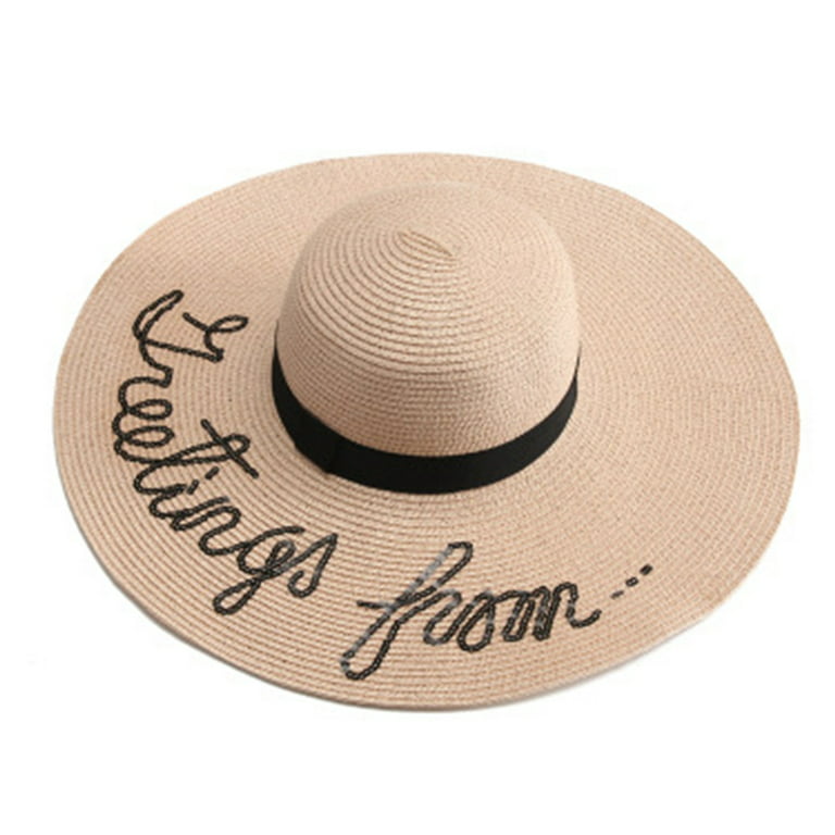Women Summer Wide Straw Hat Beach Foldable Sun Hats Floppy Roll Up