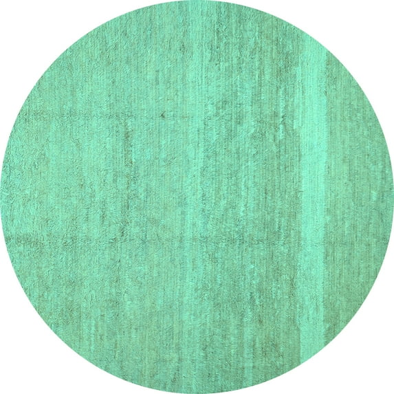 Ahgly Company Indoor Round Abstract Turquoise Blue Contemporary Area Rugs, 6' Round