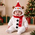 thumbnail image 2 of Otqutp Baby Snowman Full Zip Hooded Bodysuit Soft Plush Animal Jumpsuit Newborn Long Sleeve Warm Romper Casual Infant Outfit for Christmas, 2 of 9