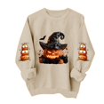 thumbnail image 5 of VKOYWKM Women's Halloween Print Crew Neck Sweatshirt Cute Spooky Graphic Sweatshirts Oversized Long Sleeve Sweatshirts Fall Pullover, 5 of 6