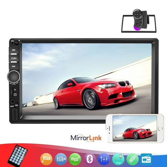 Camecho 2 Din Car Radio 7" HD Player MP5 Touch Screen Digital Display Support Bluetooth Multimedia USB Autoradio Mirror Link Rear View Camera Connection ,with 4LED backup Camera