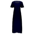 thumbnail image 6 of Baqcunre Homecoming Dresses Women'S V Neck Solid Color Fashion Casual Pocket Split Long Dress Prom Dress Birthday Dress Dark blue Dress L, 6 of 7