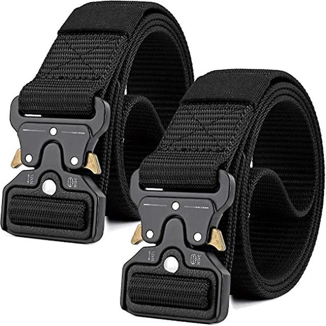 Cinturones tácticos para hombres, 2 piezas de 1.5 pulgadas de estilo militar Nylon Work Web Cinturón para hombre (a-1b)