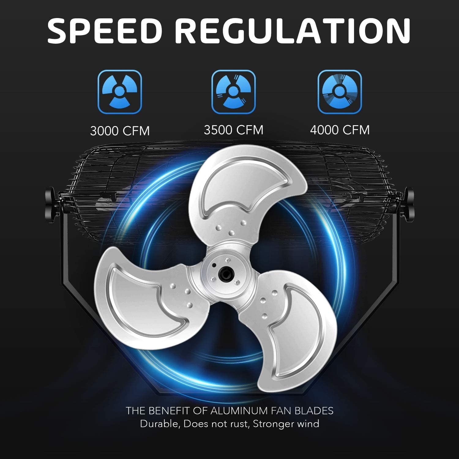 Simple Deluxe 20 inch Industrial Wall Mount Fan, 3 Speed Commercial Ventilation Metal Fan - High Velocity