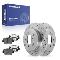 AutoShack 11.18" (283.9 mm) Rear Solid Drilled & Slotted Brake Rotors Coated   Ceramic Brake Pads | Replacement for 2011-2015 Hyundai Sonata | Silver Zinc Coated | 6-PC Brake Kit | SilverShield Pro