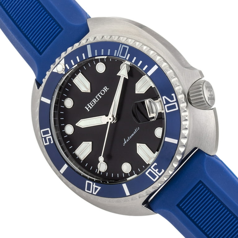 Heritor Automatic Matador Box Set with Interchangable Bands and Date Display Blue Silver