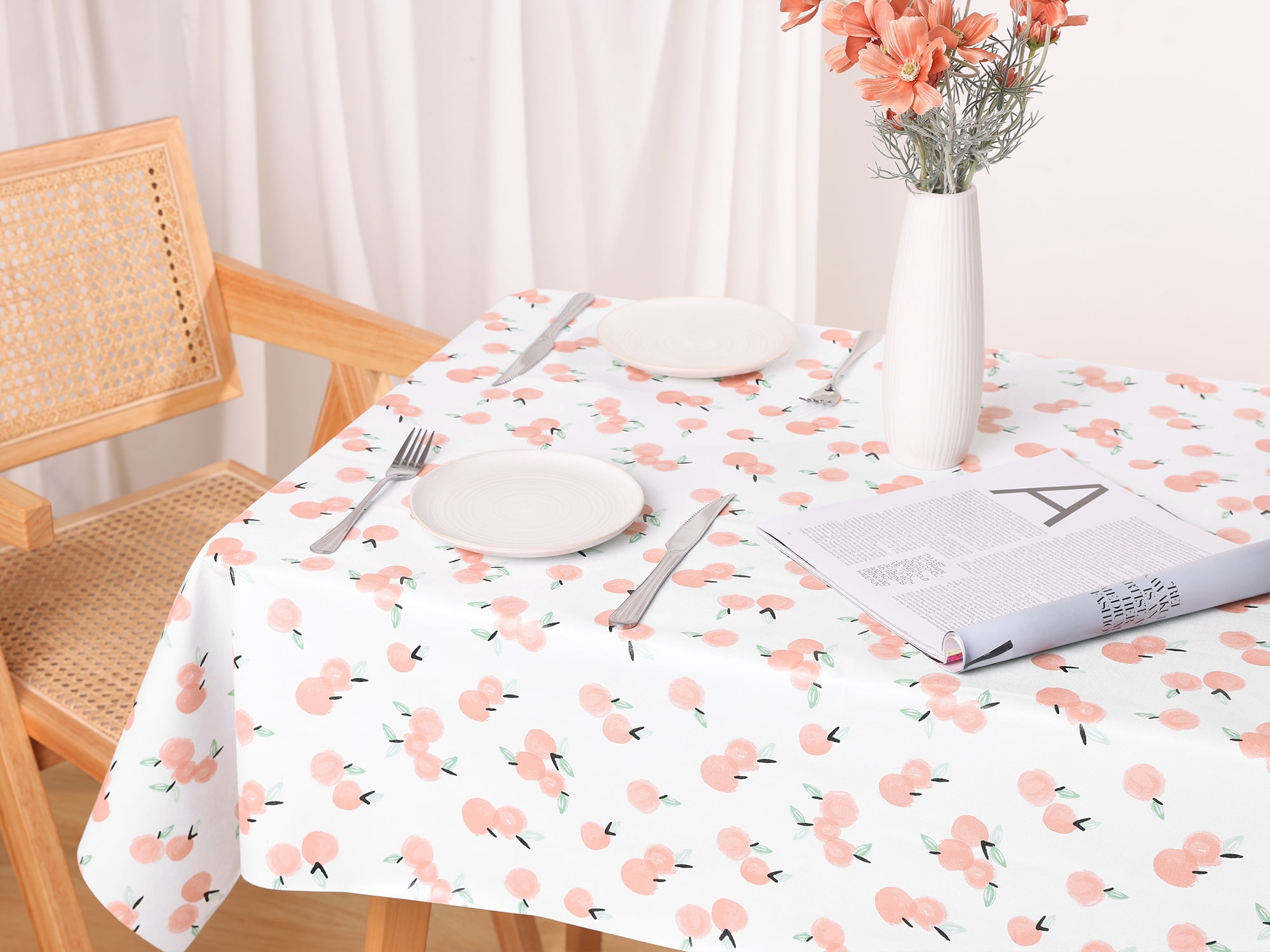 Unique Bargains Wrinkle-Resistant Waterproof Table Cover Tablecloth Red 47x63inch