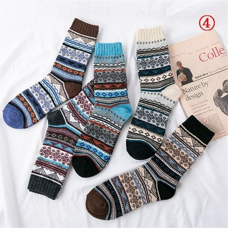 

5pairs/Set High Quality Hiking Casual Soft Wool Socks Thick Knit Socks Winter Warm for Cold Weather 4