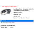 thumbnail image 2 of Rear Brake Rotor - Compatible with 1996 - 2002 Mercury Grand Marquis 1997 1998 1999 2000 2001, 2 of 2