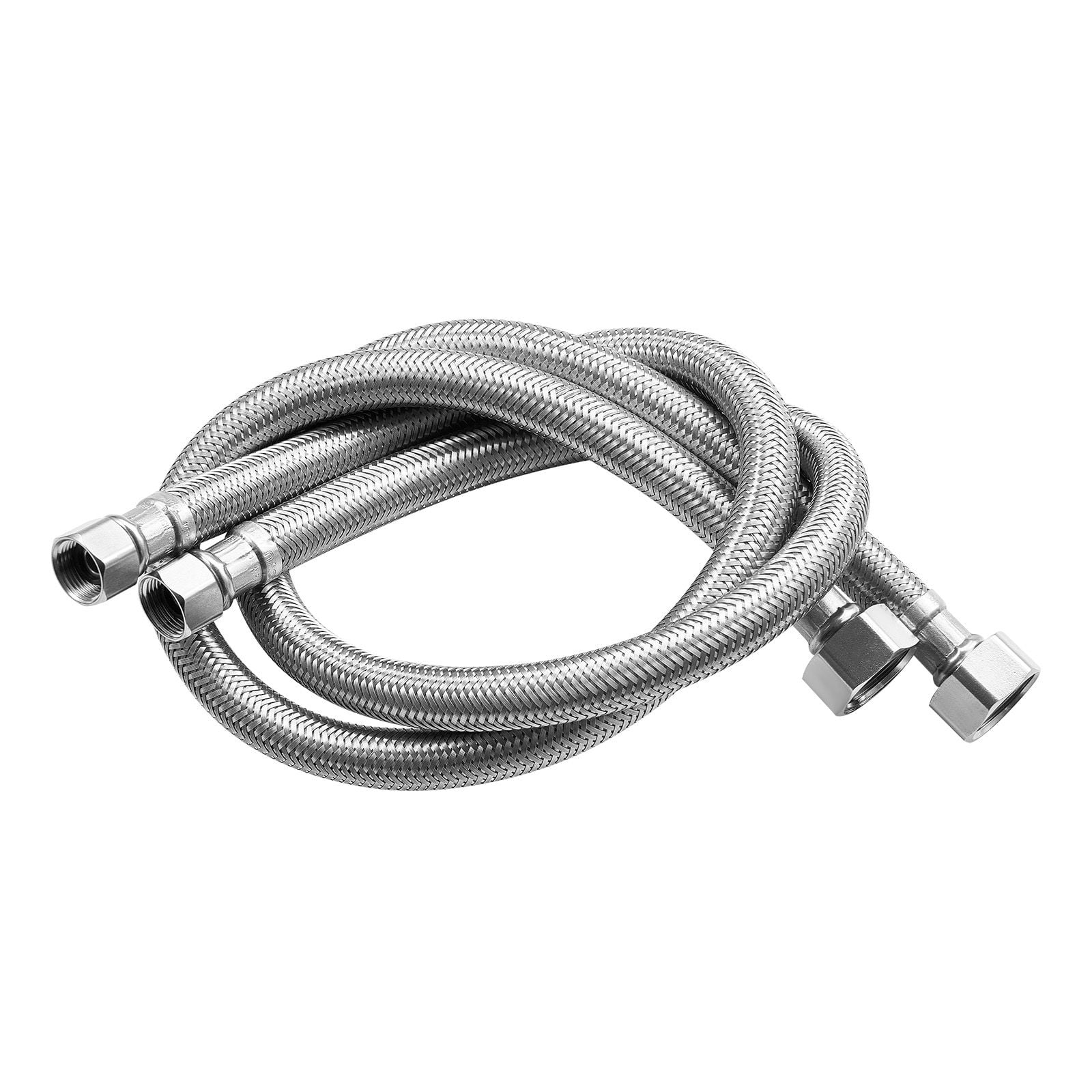 2-Pack 24 Inch Faucet Supply Lines, 3/8" Comp Inlet 1/2" FIP Outlet, TPV Inner 304 Stainless Steel Outer CUPC Certified for Bathroom Kitchen Sink