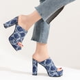thumbnail image 5 of hopeusnice Slippers for Women Peep-toe Sandals Breathable Non-slip Soft Women's Slippers cloth Materials Summer and Fall Shoes Square High heel Trendy Round toe Dress Shoes Blue 39, 5 of 6