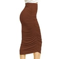 thumbnail image 2 of Made by Johnny Women's Slim fit Bodycon Party Club Night Out Elegant Ruched High Waist Long Pencil Skirt with Side Shirring S RUST, 2 of 6