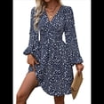 thumbnail image 3 of Vestido Elegante para Mujer, Cuello en V, Larga, Cintura Alta, Corte Holgado, para Fiesta de Graduación, Cóctel, Corto Flores Pequeñas M, 3 of 8