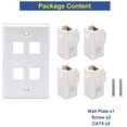thumbnail image 4 of Ethernet Wall Plate 4 Port (UL Listed) with Cat6 RJ45 Keystone Couplers Female to Female, RJ45 Inline Wall Jack Outlet, White, 4 of 7