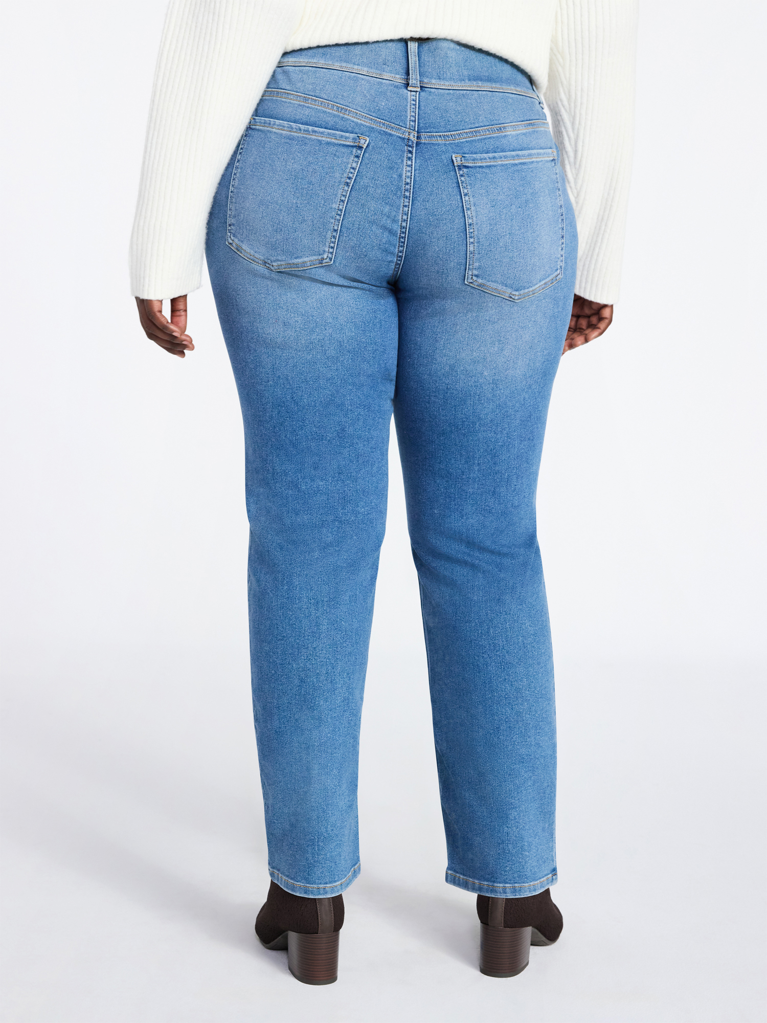 Terra & Sky Women's Plus High Rise Embellished Straight Leg Jegging, 29" Inseam, Sizes 0X-5X
