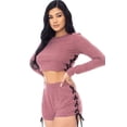 thumbnail image 2 of Color Contrast Lace Up Side Shorts Set S, 2 of 3