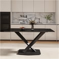 thumbnail image 3 of JERFIT Modern 63-inch Sintered Stone Dining Table with X-Leg Base, Rectangular Kitchen Table for 6, Black, 3 of 10