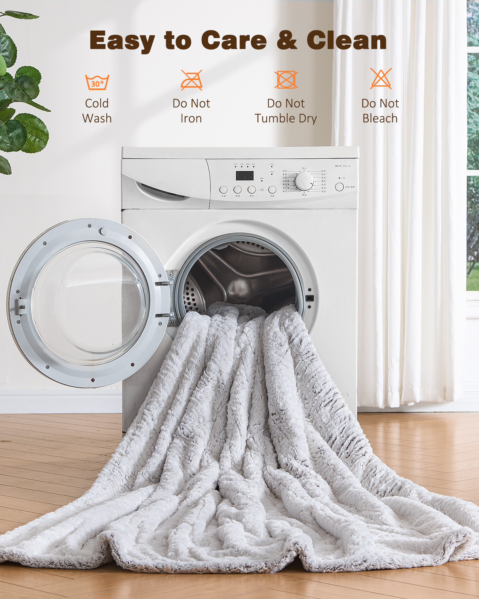 Ocuuziisu 62" × 84" Twin Size Electric Heated Blanket — 9 Heat Levels, 1–10H Timer, Fast Even Warming Electric Blanket, Machine Washable — Brushed White
