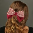 thumbnail image 2 of Unique Bargains 1 Pc Hair Barrettes Fashion Plaid Bow Hair Clip Red White, 2 of 5