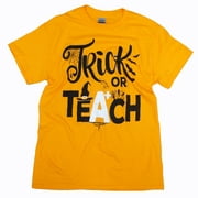 Tees2urdoor Trick or Teach Halloween T-Shirt, Adult Small, Orange