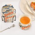 thumbnail image 3 of Yayeee 6 PCS Drink Coasters with Holder Set Woven Absorbent Round Tabletop Hot Pad, Blue Sardines Pattern, 3 of 7
