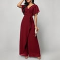 thumbnail image 2 of Women's V-neck Waist Cinched Fashionable Jumpsuit Wide Leg Pants, 2 of 2
